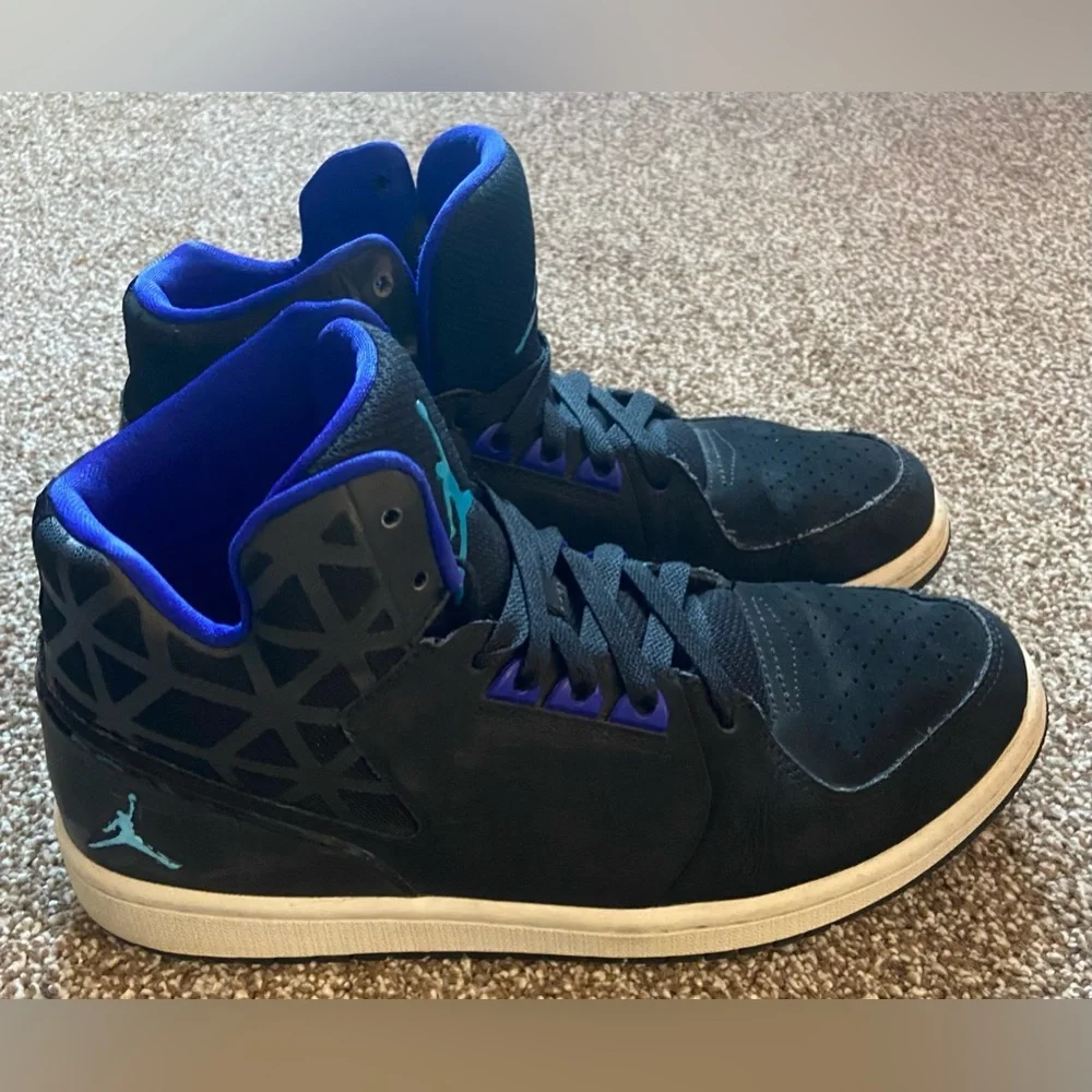 Jordan 1 Flight 3 Black Blue Lagoon Hi Top Sneakers Size 7.5 EUC